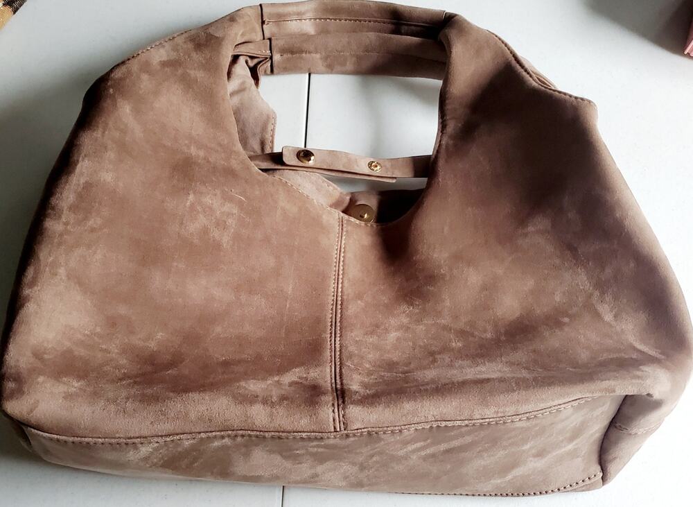 Ah Dorned Womens Tan Faux Suede Purse Size Medium Fall Preppy Boho Cottagecore